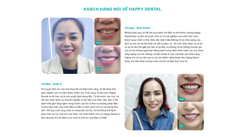 Top 15+ Nha Khoa Uy Tín HCM | Nha Khoa Uy Tín Sài Gòn 3 Khách hàng chia sẻ cảm nhận và hình ảnh trước sau khi điều trị tại Happy Dental